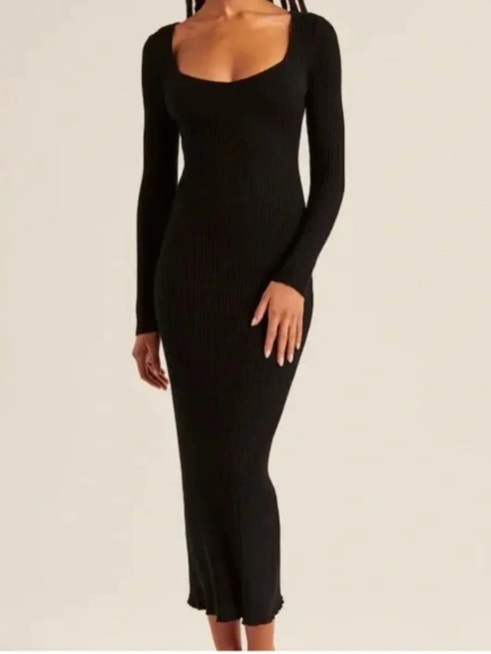 Abercrombie & Fitch Black Ribbed Maxi Sweater Dress